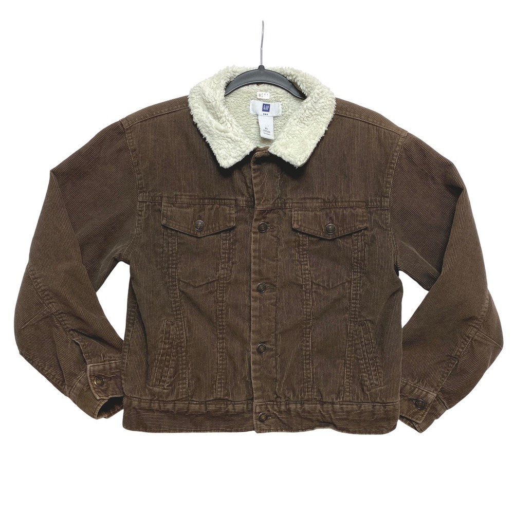 GAP Corduroy Trucker Jacket Womens XL Brown Sherpa Lined RN 54023